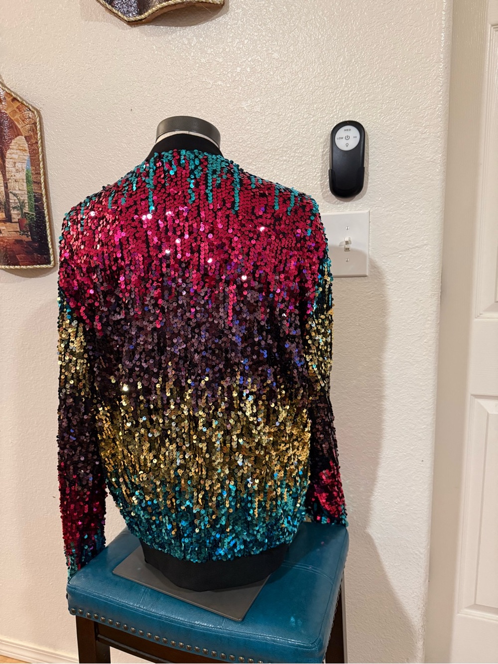 anna-kaci | Sequin Ombre Bomber Jacket - Multicolor - Picture 2 of 5